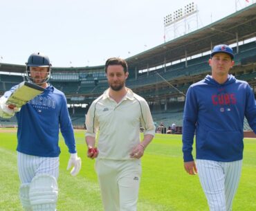 Cubs players try CRICKET with FELIX WHITE for the FIRST TIME! | ROAD TO THE LONDON SERIES