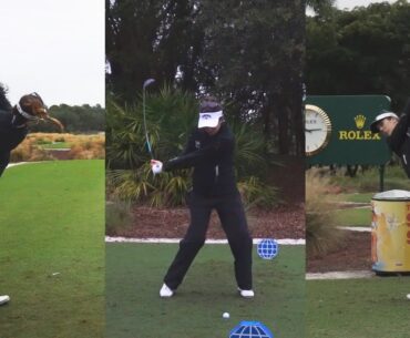 SANDRA GAL RAINY WEATHER GOLF SWING FOOTAGE - 2014 CME CHAMPIONSHIP WITH SLOW MOTION