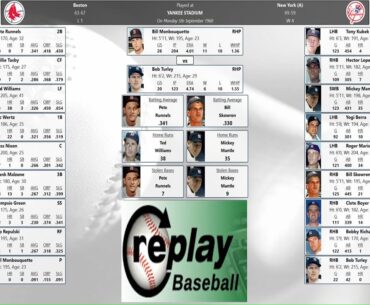 PC Replay Baseball 1960 Red Sox (63-67) vs Yankees (69-59) 9/5/60 Alternate Replay My Way