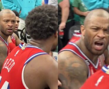 PJ Tucker furious at Paul Reed “wtf are you talking about n***a” during last timeout 😳