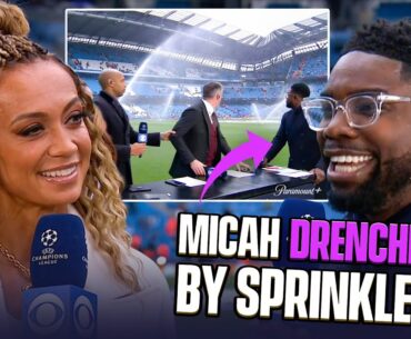 Micah gets hit by sprinklers before taking over Abdo's job on the intro 😂