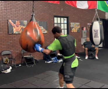 SHAKUR STEVENSON BLASTING THE WATER BAG & JARED ANDERSON ON HEAVY BAG AT TOP RANK GYM | TRAINING