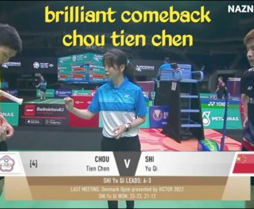 Chou Tien Chen rotating defense made Shi Yu Qi flustered I Badminton 2023