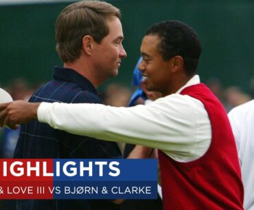 Tiger Woods & Davis Love III vs Thomas Bjørn & Darren Clarke | Extended Highlights | 2002 Ryder Cup