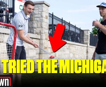 NHL PLAYERS TRY THE MICHIGAN WITH A GOLF CLUB