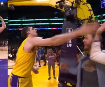 Austin Reaves hits half court shot buzzer beater and slaps fan vs Warriors Game 6