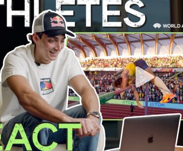 Mondo Duplantis reacts to pole vault world record | Athletes React