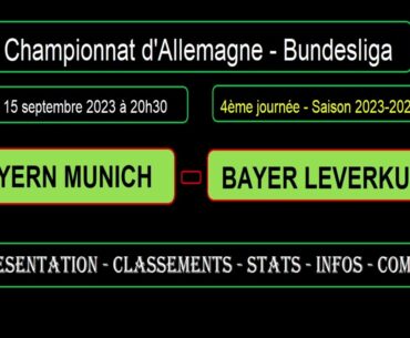 BAYERN MUNICH - BAYER LEVERKUSEN : 4ème journée de Bundesliga - match de football saison 2023/2024