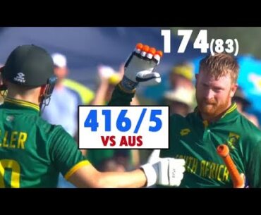 Heinrich Klaasen 174 (83) David Miller 82* South Africa 416/5 vs Australia | SA vs Aus 4th ODI
