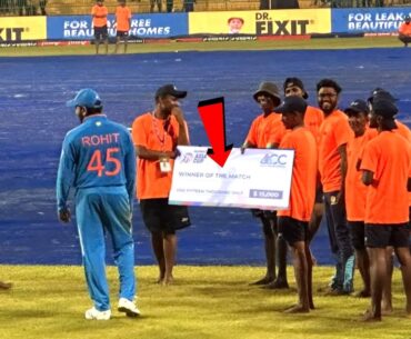 Rohit Sharma handed over Ind vs Pak match winning price Money to Groundsmen on behalf of Team India