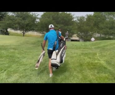 Viktor Hovland caddies for former college teammate after Memorial Tournament win