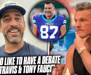 Aaron Rodgers Responds To New "Mr. Pfizer" Travis Kelce Jersey, "Mr. Johnson & Johnson" | Pat McAfee