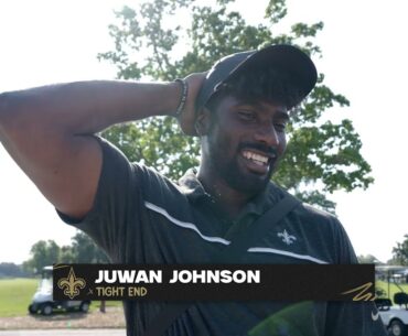 Juwan Johnson Leans on Happy Gilmore | Saints Hall of Fame Golf Classic 2023