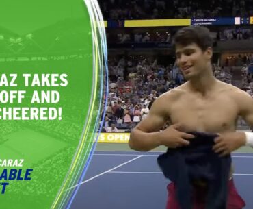 Alcaraz Takes His Shirt Off and the Crowd Goes Wild! | 2023 US Open