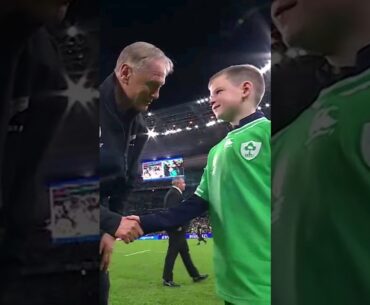 Lovely moment between Joe Schmidt and Johnny Sexton's son, Luca. #IREvNZL #RWC2023 #Rugby