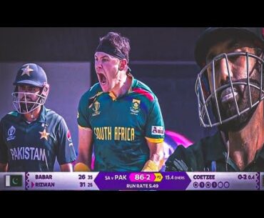 Gerald Coetzee angry celebration after taking Mohammed Rizwan wicket during PAKvsSA Match || WC 2023