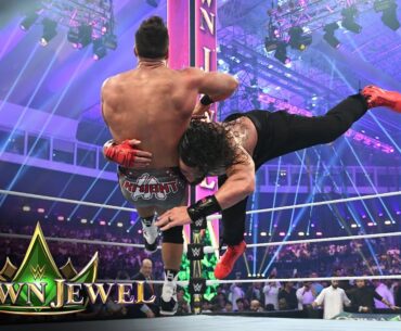 LA Knight miraculously kicks out of Roman Reigns' Spear: WWE Crown Jewel 2023 highlights
