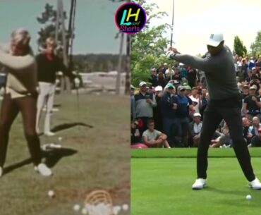 JACK NICKLAUS vs TIGER WOODS Driver Slow Motion Swing | Face On
