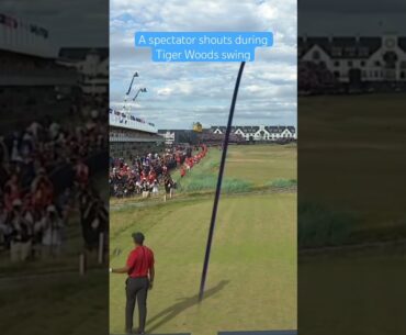 A spectator shouts during Tiger Woods swing #golf #short