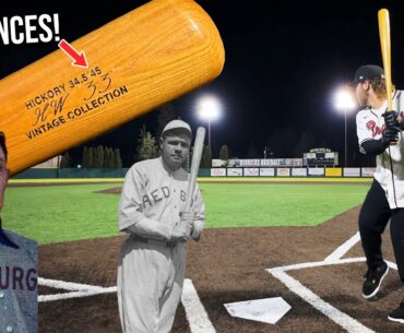 Hitting with BABE RUTH & HONUS WAGNER's 40-ounce Wood Bats