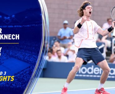 Arthur Rinderknech vs. Andrey Rublev Highlights | 2023 US Open Round 3