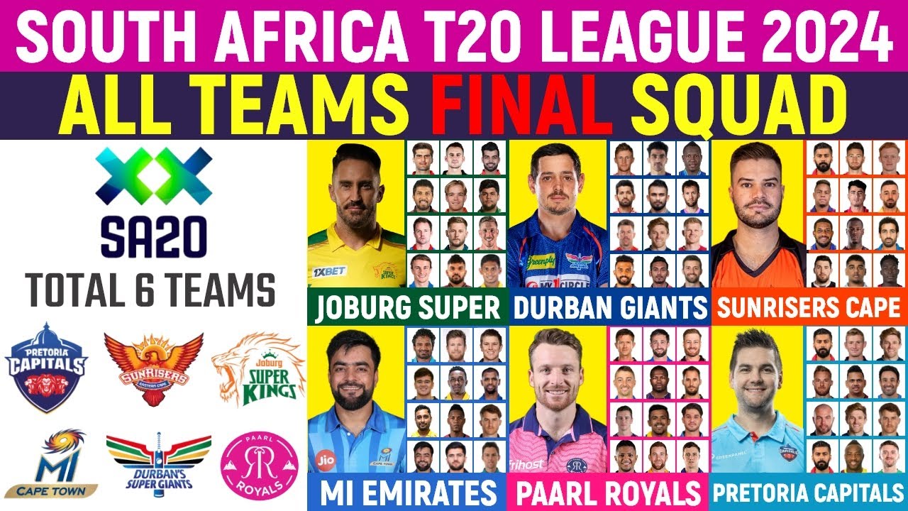 South Africa T20 League 2024 All Teams Final Squad SA20 League 2024