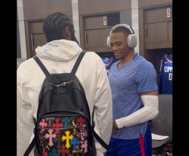 James Harden reunites with Russell Westbrook in Clippers locker room after trade