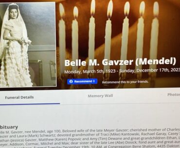 Belle M. Gavzer funeral