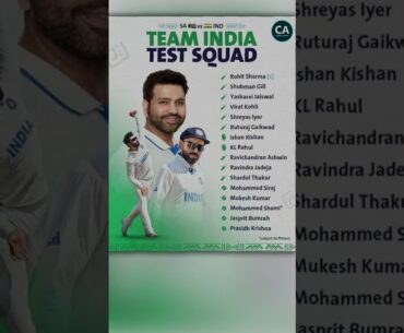 Team India Full and Final Squad for Test Series vs South Africa 2023-2024 | Virat Kohli Rohit Sharma