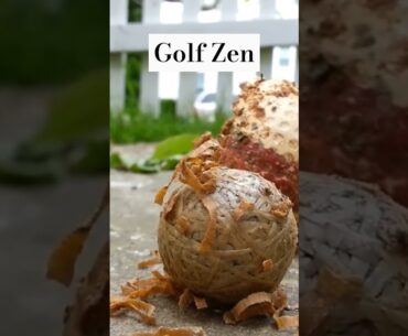 A balata golf ball core unwinding itself