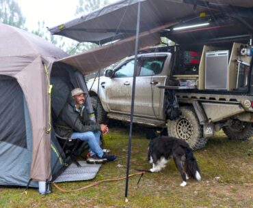 Car Camping in Rain Storm - Air Tent
