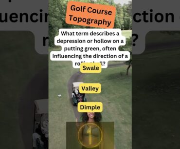 What term is a depression or hollow on a putting green influencing the direction of a rolling ball?
