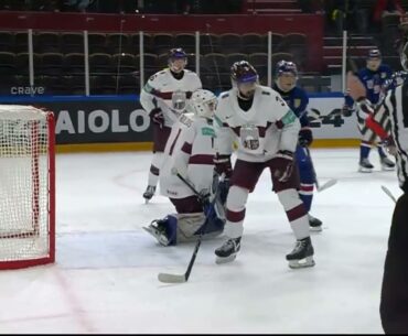 Gabe Perreault gets his first of the WJC from a gorgeous Seamus Casey