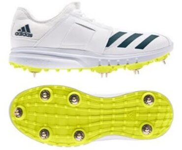 adidas Hawzat White Yellow Spike Cricket Shoes