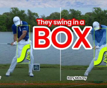 Jason Day and Rory McIlroy swing overlay, comparison and weight transfer graph. Ultra slow motion