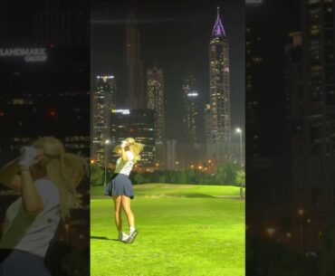 The best skyline in GOLF!!!! #golf #dubaigolf #golfswing #golfgirl #golfing #golfer