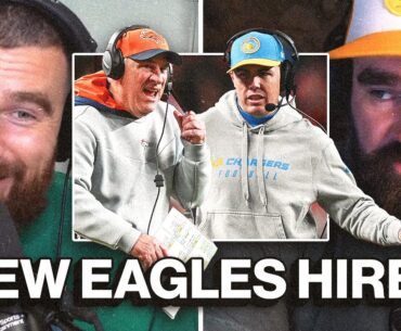 Jason Kelce weighs in on the Eagles' hiring of Kellen Moore and Vic Fangio as new coordinators
