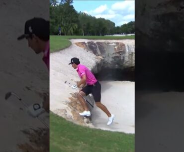 What an escape! Joaquin Niemann conquers the famous cave bunker 👀#livgolf #shorts