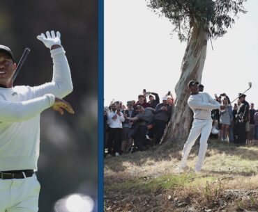 Tiger Woods' wild SHANK leads to bogey save at Genesis