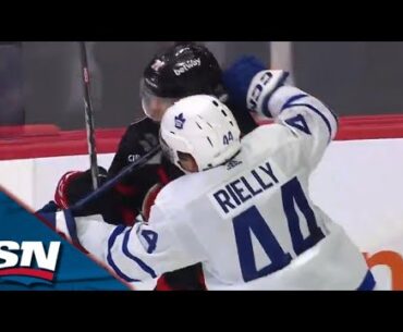 Maple Leafs' Morgan Rielly Takes Exception After Senators' Ridley Greig Slapshot Goal On Empty Net