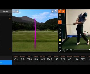 TrackMan golf lesson. Hitting too much up on driver.  Lefty.