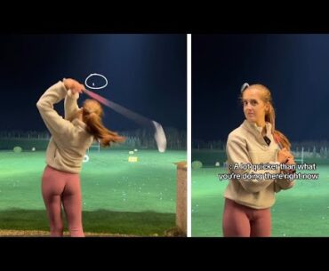 Woman with a great golf swing left stunned when someone tries to mansplain how to hit a ball