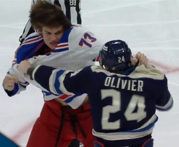 Rangers' Matt Rempe Meets His Match In Wicked Fight With Blue Jackets' Mathieu Olivier