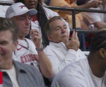 Nick Saban, Miss Terry, Jalen Milroe & Kalen DeBoer at Alabama/Tennessee