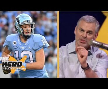 THE HERD | Colin reacts to Chris Simms has Drake Maye as 6th-best QB prospect in 2024 NFL Draft