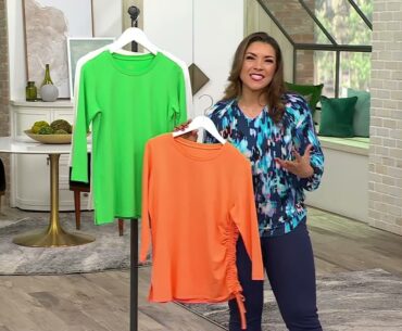 Belle by Kim Gravel Primabelle Knit 3/4 Sleeve Side Ruched Top on QVC