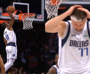 Kyrie Irving had Luka Doncic shocked after huge dunk off alley oop vs Nets 🤯