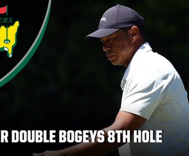 Tiger Woods double bogeys on 8th hole during career-worst 82 at Masters