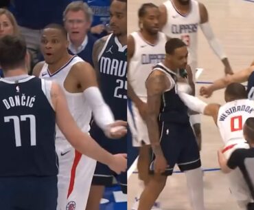 Russell Westbrook gets ejected for pushing Luka Doncic and trying to fight Mavs 😳