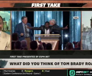 FIRST TAKE | "Tony Hinchcliffe was a monster at roast of Tom Brady 😂" - Stephen A. & Shannon reacts